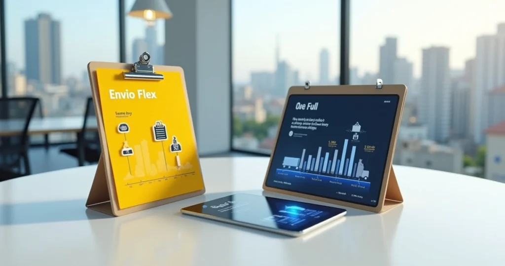 Comparação visual entre Envio Flex e Full em linha do tempo de entrega