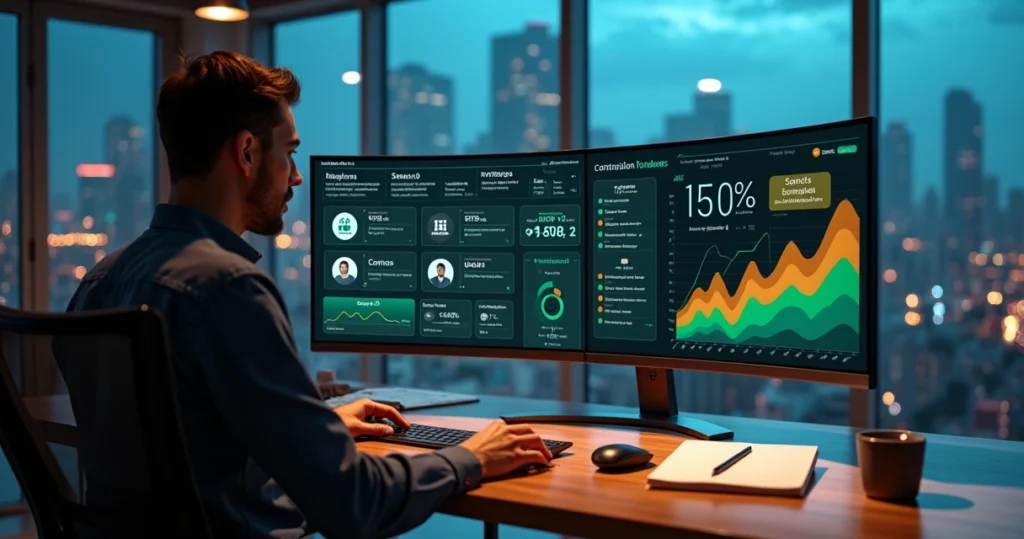 Empreendedor acompanha painel de vendas crescendo em loja virtual centralizada