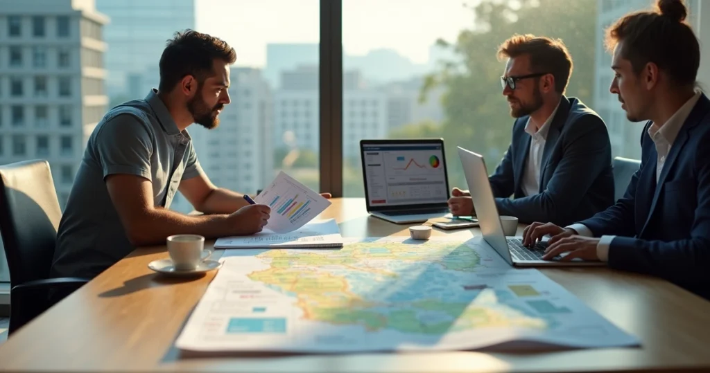 Empreendedor negociando tarifas com representantes de transportadoras