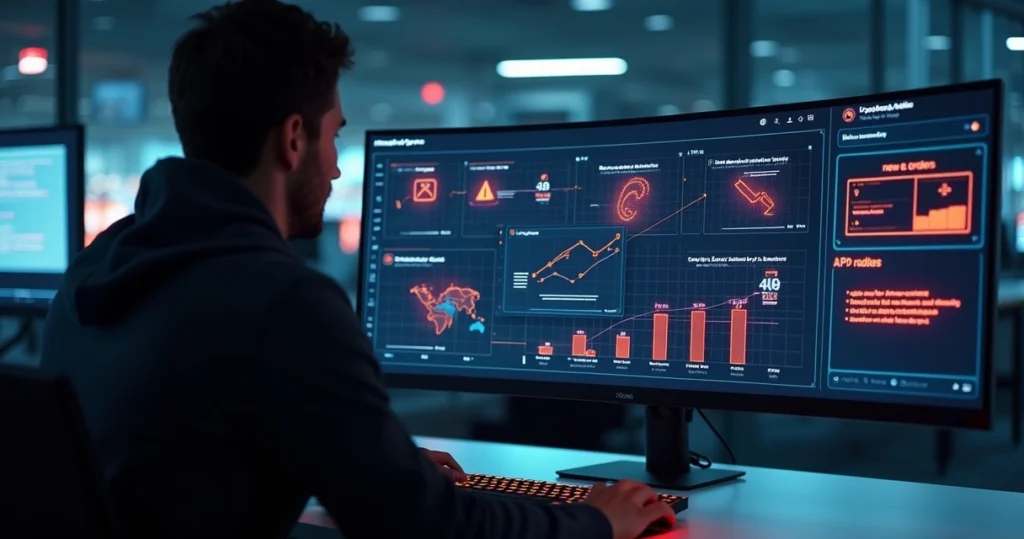 Tela de painel de vendas de marketplace com alertas de erro na integração de API
